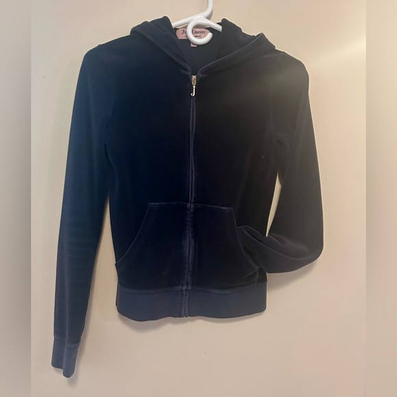 Juicy Couture Blue Velour Crystal Crest Hoodie - Picture 5 of 7
